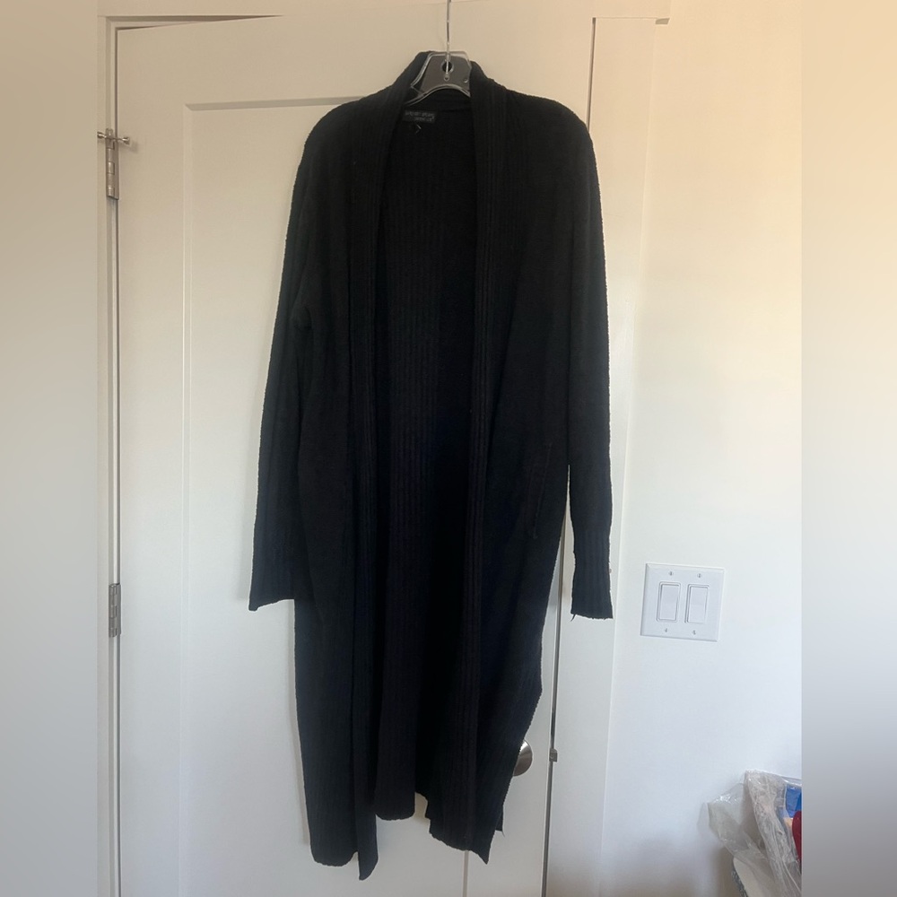 Barefoot Dreams Black Open Front Long Cardigan Sweater